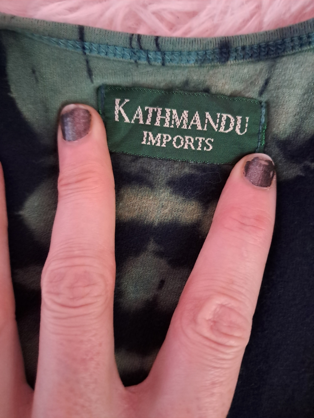 Kathmandu Black Racerback Tank with Green Tie-Dye Front - Picture 6 of 6